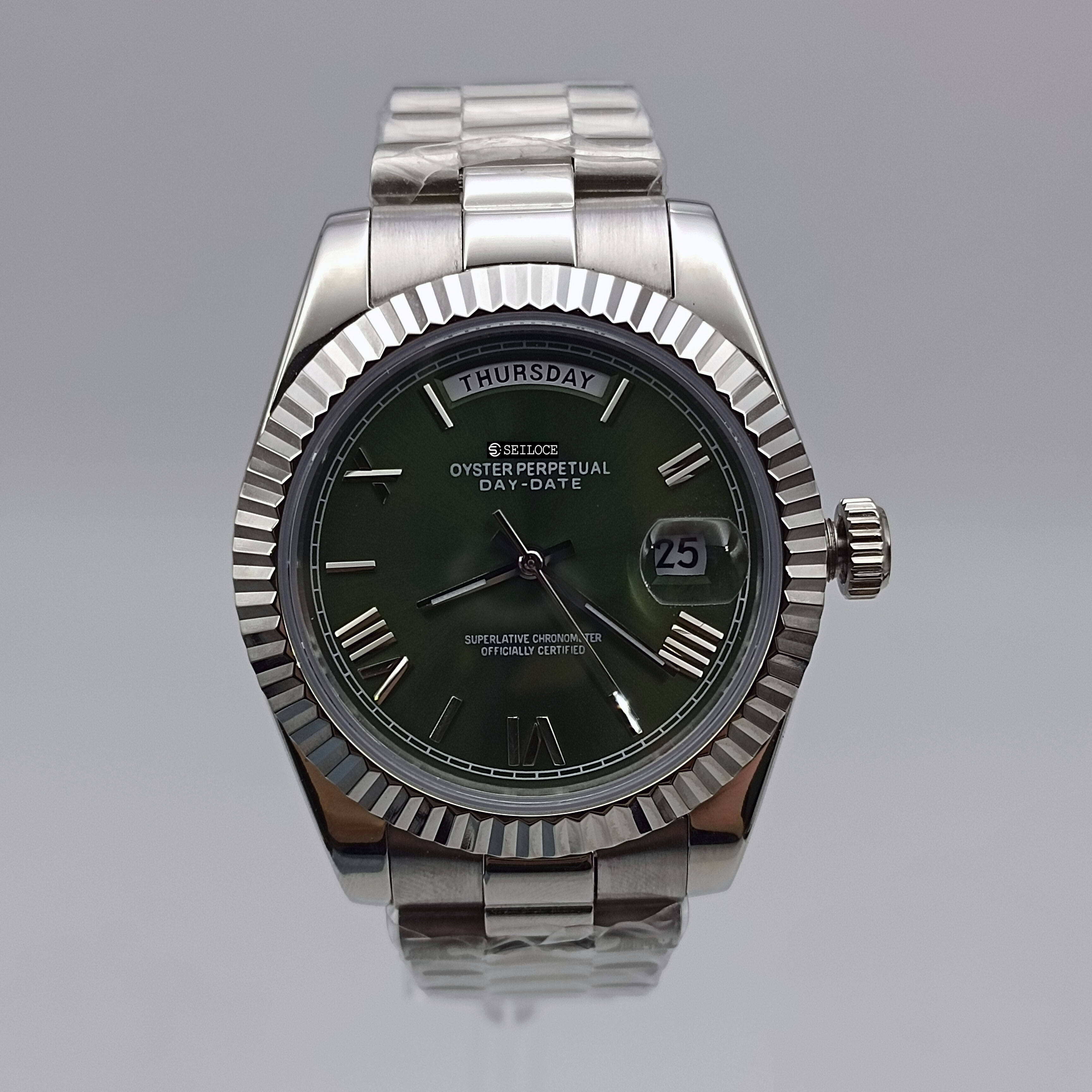 Silver Case+Dark Green Dial