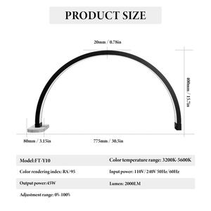 Lámpara LED de 30 Pulgadas para Uñas, Luz de Media Luna para Manicura, Lámpara de Escritorio para Uñas, Anillo de Luz Arqueado para Pestañas, Salón de Belleza, con Soporte para Teléfono - Product Image 3