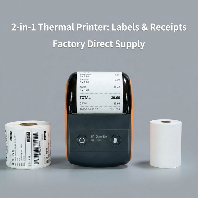 Source Factory Wireless Handheld 58mm Thermal Label barcode mini Printer With Auto Cutter for Small Shop Convenience Store