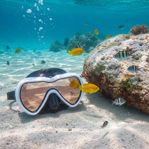 قناع Aloma بعدسة واحدة من السيليكون وزجاج مقسّى للغطس والغوص السطحي مع حزام رأس مقسوم وشعار بلاستيكي قابل للتخصيص - Product Image 2