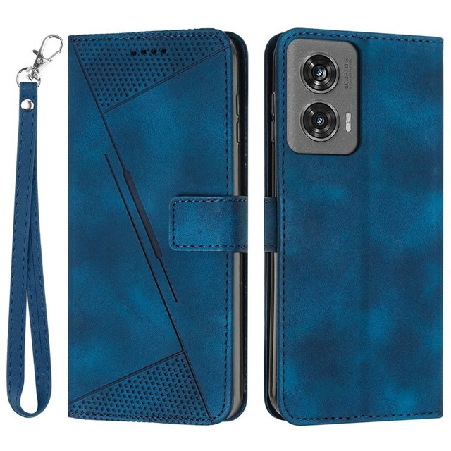 Premium PU Leather TPU Shockproof Wallet Phone Case for Motorola Edge 50 Fusion 5G with Triangle Imprinted Stand Flip Cover