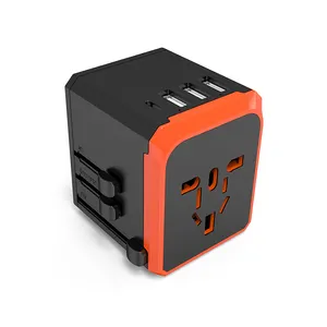 Adaptador de corriente de viaje internacional universal WOSOM con 3 salidas USB + 1 tipo C, adaptador de corriente de viaje internacional