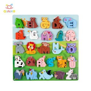 Bambini inglese che imparano alfabeto in legno <span class=keywords><strong>Puzzle</strong></span> a forma di tavola abbinata a colori animali giocattolo educativo <span class=keywords><strong>Puzzle</strong></span> in legno per bambini - Product Image 1