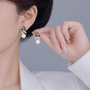 Versatile Copper Gold Plated Zircon <b>Stud</b> Earrings S925 <b>Silver</b> Needle High-End Trendy Gift - Product Image 2