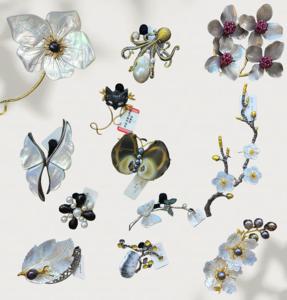 Collection de broches en nacre naturelle Vefiery Jewelry, broches florales et papillons plaquées cuivre pour femmes - Product Image 4