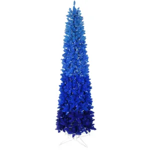 Desain baru klasik 5 kaki/6 kaki/7 kaki/8 kaki putih merah biru ungu emas pelangi pohon Natal berwarna-warni