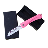 Couteau à éplucher pliable en céramique Kitty avec revêtement en zircone de 3 pouces, design moderne