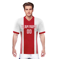 Maillot de football personnalisé pour les fans et les joueurs, nouvelle saison, ensemble de football rouge et blanc, 100% polyester respirant, uniforme d'équipe