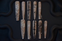 Lot de 10 faux ongles en ABS noir faits à la main, à presser, forme amande, avec colle, pointes longues style stiletto, forme carrée, application sur les doigts