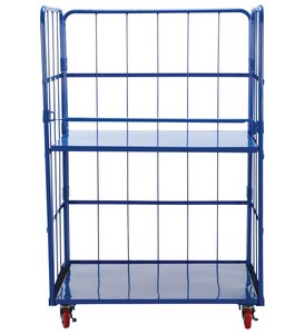 Revêtement de poudre en acier résistant de chariot à petit pain d'entrepôt logistique 1100*800*1700mm chariot de logistique à trois côtés - Product Image 1