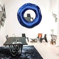 Promotion moderne géométrique métal décoration murale Art nordique minimaliste galvanoplastie acier inoxydable mur miroir métal Sculpture