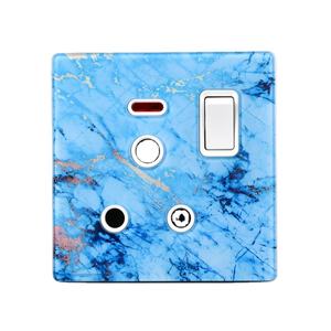 2024 YUNDUO 2 Gang 13A 2 puertos USB con enchufe de interruptor de pared de neón Blue Dream <span class=keywords><strong>CALITEC</strong></span> BS UK vidrio templado estándar - Product Image 3