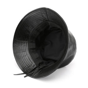 Topi Bucket uniseks topi hujan kulit PU topi Anti angin kulit Vegan topi pinggir lebar nyaman musim dingin satu ukuran topi wanita - Product Image 4