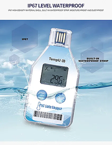 <strong>Mini</strong> USB Data Logger <strong>Temperature</strong> &amp; Humidity Recorder with 14400 Points for Fruit &amp; Vegetable Cold Chain Made of Plastic - Product Image 2