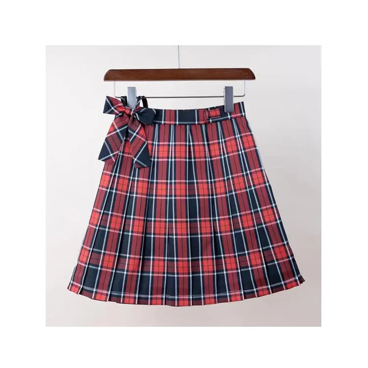 Good Quality High Waisted Plain Mini Fit And Flare Pleated Skirt For School Girls