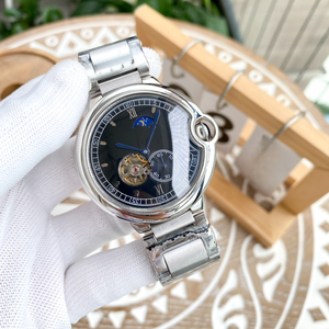 Reloj Mecánico de Lujo con Función de Fase Lunar, Movimiento de Esqueleto, Correa de Acero Inoxidable, Esfera Romana, Elegante Reloj de Pulsera para Vestir Formalmente - Product Image 3