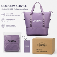 Sac de voyage extensible grande capacité léger imperméable en tissu Oxford, sac de sport portable à fermeture éclair pour week-end, gym, yoga, bagage