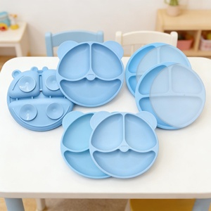 Vaisselle pour tout-petits personnalisée avec étiquette privée, sans BPA, écologique, en silicone de qualité alimentaire, assiette pour bébé en silicone, ventouse panda, réutilisable - Product Image 4