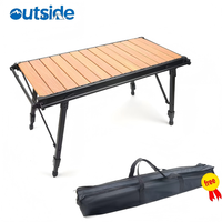Table de camping pliable réglable en hauteur en aluminium portable pour pique-nique, barbecue et voyages en voiture en plein air
