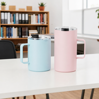 Cangkir Bir Baja Anti Karat dengan Logo Kustom, Terukir Laser, untuk Kantor dan Berkemah, Tumbler Kopi Terisolasi dengan Gagang