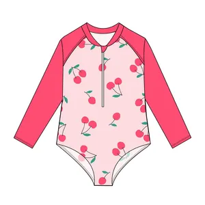 Nuovo produttore di moda personalizza le maniche lunghe carino giovane ragazza Bikini per bambini costumi da bagno per bambini Bikini per bambina