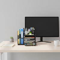 Organisateur de bureau en métal à 5 niveaux avec porte-fichiers et tiroir, plateau à papier pour fournitures de bureau