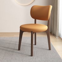 Chaise de salle à manger sans accoudoirs en bois massif nordique, rembourrée en cuir, mobilier de maison, design moderne et simple, pour restaurant et hôtel, directement de l'usine.