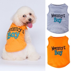 Chaleco para Perro Mommy's Boy, Naranja y Gris, Ropa para Mascotas de Algodón, Diseño Simple y Lindo, Para Todas las Estaciones, Lavable a Mano - Product Image 1