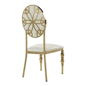 Outdoor Minimalist Vermietung Edelstahl Gold Stapelung Round Back Esszimmer möbel Hochzeits feier Event Stühle