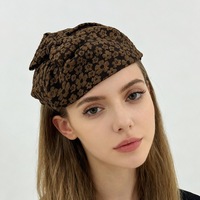 Bandeau en dentelle haut de gamme pour femme, style automne-hiver, en suède doux et moelleux, à large bord, motif floral jacquard, passe-partout