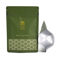 Sac d'emballage personnalisé en poudre de thé vert matcha à fermeture éclair mat imprimé de qualité alimentaire pochette debout refermable en mylar