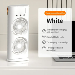 Desktop Remote Control <strong>Head</strong> Three-speed <strong>Fan</strong> Dual-<strong>head</strong> Three-hole Ice Mist Small <strong>Fan</strong> Charging Remote Control Silent <strong>Fan</strong> - Product Image 3