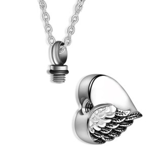 Kalung Liontin Sayap Malaikat Perak Lapis Baja Anti Karat untuk Penyimpanan Abu Jenazah, Perhiasan Kenangan Kremasi - Product Image 6