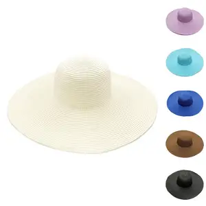 Custom Flat Top designer Lafite toquilla Wholesale sun woven Summer Beach Shade Straw Hat For ladies Men Women Summer