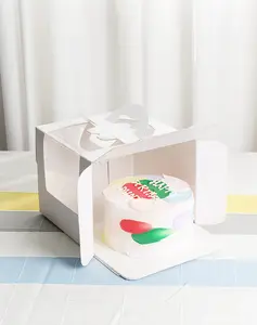 ECO 공장 직접 낮은 MOQ 쿠키 상자 친절한 식품 포장 생일 케이크 상자 창 제조 업체 사용자 정의 화이트