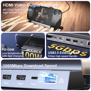 ULT-Unite แท่นวาง6พอร์ต USB C ฮับ PD100w <span class=keywords><strong>4K</strong></span> <span class=keywords><strong>120Hz</strong></span> USB 5Gbps RJ45 1000Mbps แท่นวางสตีม - Product Image 2