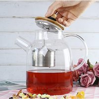Bouilloire en verre résistante à la chaleur de 1,8 L (60 oz) avec infuseur en acier inoxydable, idéale pour le thé glacé, compatible avec les plaques de cuisson