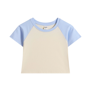 230GSM Color Block Tee 2025 New Women's Cropped Raglan Casual - Product Image 1