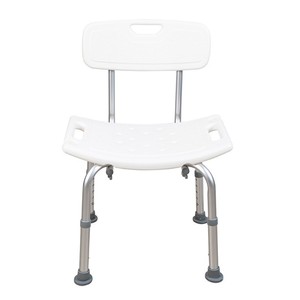 Shower Chair With <b>Backrest</b> Adjustable Height White Non Slip Bathroom Safety Equipment For Elderly Disabled Pregnant Women - Product Image 4