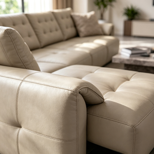 Sofá Seccional Moderno en Forma de L de Cuero Sintético con Respaldo Acolchado y Función Reclinable para Sala de Estar - Product Image 6