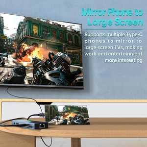 SYONG 4K Ultra Usb C Docking Station Dual Monitor 11 en 1 USB HUB Adaptador multipuerto Ethernet, HDMI,DP, TF/SD, USB 3,2 Gen 2, <span class=keywords><strong>VGA</strong></span> - Product Image 4