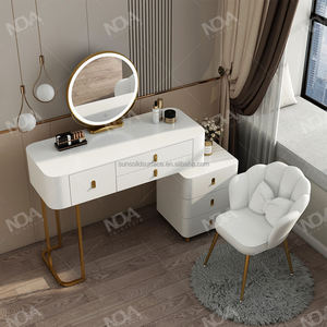 Combohome 48" Fluted Convertible Makeup Vanity <strong>Desk</strong> Large 36" Lighted Mirror Modern <strong>Top</strong> Vanity Table 5 <strong>Drawers</strong> <strong>for</strong> Bedroom Hotel - Product Image 4