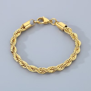 Bracelet torsadé en acier inoxydable tendance pour homme, élégant et simple, plaqué or 18 carats, style hip-hop - Product Image 3