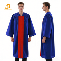 Chapeau et robe de graduation personnalisés avec logo disponible, bleu royal-rouge mat, avec gland