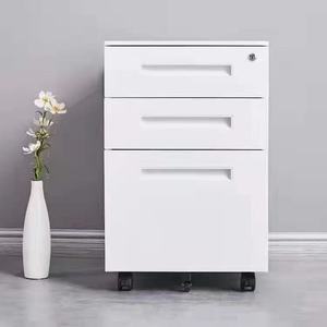 Armoire de classement métallique mobile modulaire réglable en acier à 3 tiroirs avec serrure, design moderne et minimaliste, pour bureau commercial, hôtel, maison, école, atelier - Product Image 4