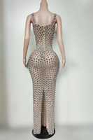 Robe de soirée sirène de luxe personnalisée Ocstrade en strass argentés, bretelles spaghetti, fente arrière, tenue de scène pour chanteuse