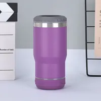 Tumbler Mobil Stainless Steel Dinding Ganda Berinsulasi dengan Speaker Bluetooth dan Sendok, Kapasitas 14oz