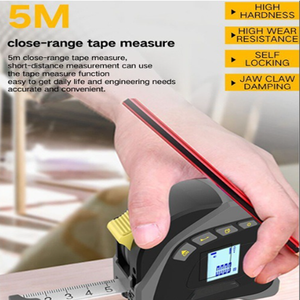 Cinta métrica láser digital de 15 m con enrollamiento automático, luz LED y bloqueo con botón pulsador - Product Image 6
