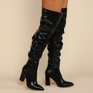 2025 <span class=keywords><strong>botas</strong></span> largas Otoño Invierno nuevo diseño de arrugas de moda tacón <span class=keywords><strong>grueso</strong></span> puntiagudo <span class=keywords><strong>botas</strong></span> por encima de la rodilla de gran tamaño <span class=keywords><strong>para</strong></span> <span class=keywords><strong>mujeres</strong></span> - Product Image 6