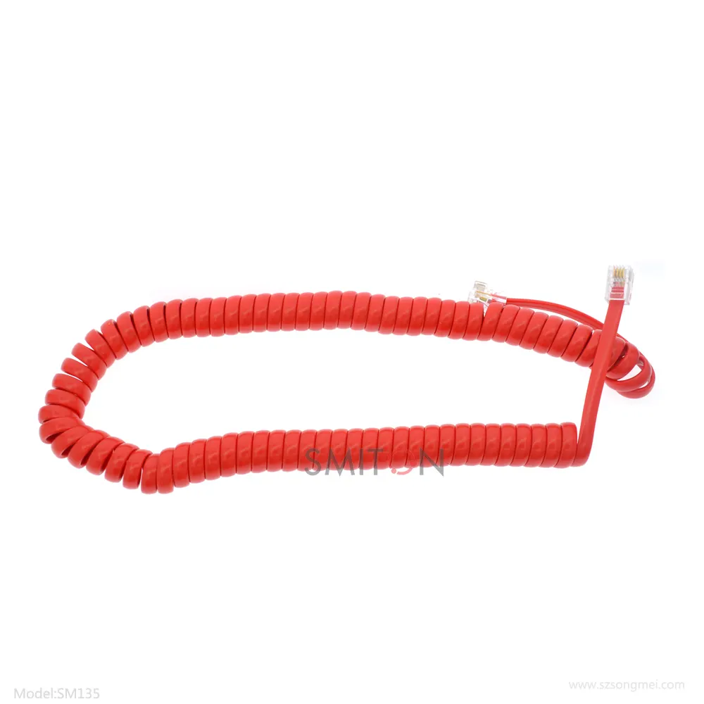 RJ9 RJ10 26AWG Spiral kablo telefon ahizesi sarmal kablo 4P4C